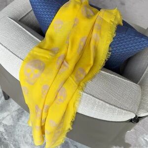 Authentic Alexander McQueen Yellow Skull Accent Pillow